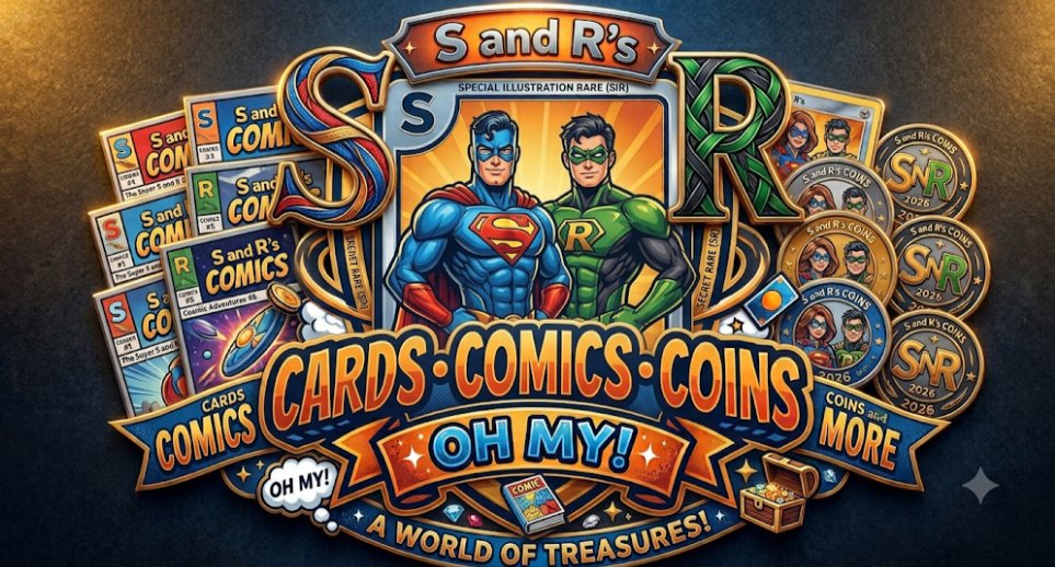 S and R's Cards, Comics and Coins Oh My logo